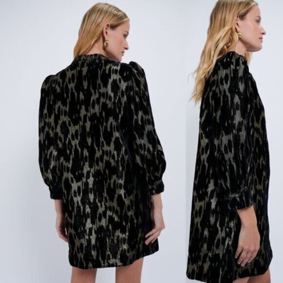 Pomander Place NEW Metallic Velvet Burnout Samantha Party Mini Dress Size S - Picture 2 of 10